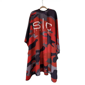 SC Stylecraft Waterproof Barber/Stylist Cape in Red Camo Design