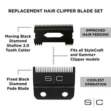 Load image into Gallery viewer, SC StyleCraft Clipper Blade Set Black Diamond Carbon DLC Fade Blade and Shallow Tooth Cutting Blade Set
